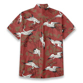 It is a poetic county crane Japanese-style printed shirt